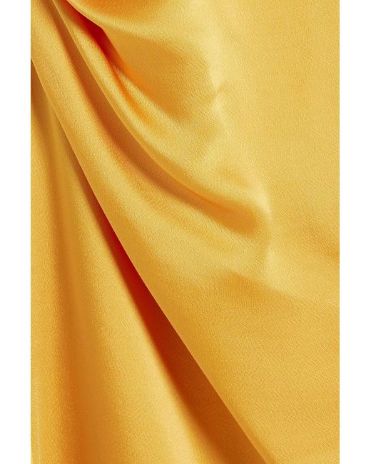 Jonathan Simkhai Yellow Jade Draped Satin-crepe Halterneck Midi Dress