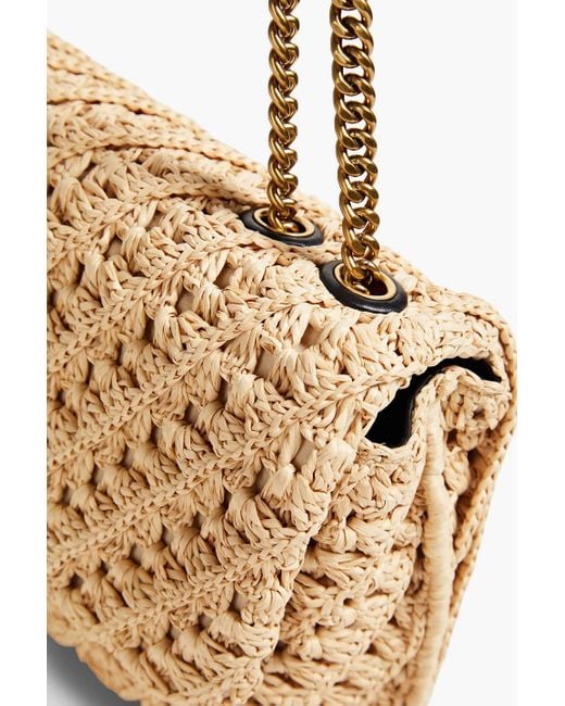 Tory Burch Metallic Kira Crochet Straw Shoulder Bag