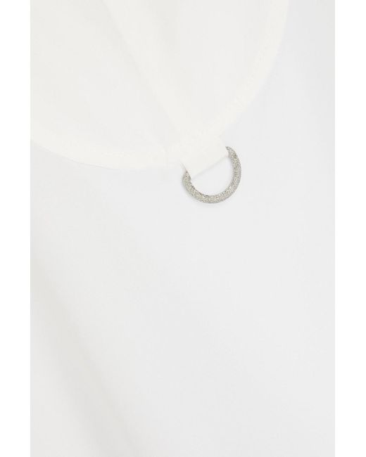 Brunello Cucinelli White Bead-embellished Silk Crepe De Chine Blouse
