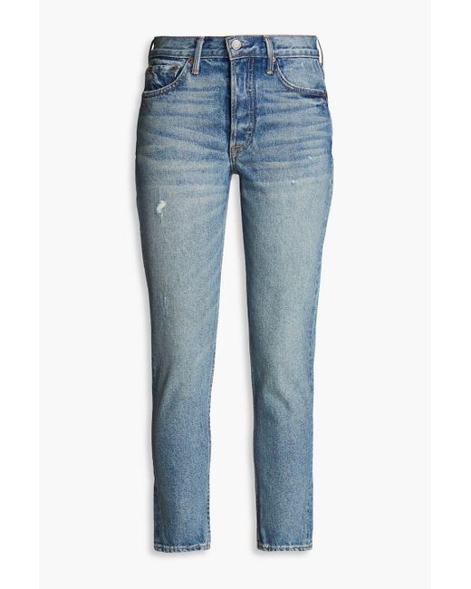 GRLFRND Blue Karolina hoch sitzende skinny jeans in distressed-optik