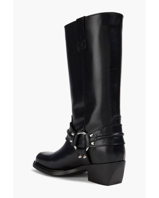 Sandro Black Studded Leather Boots