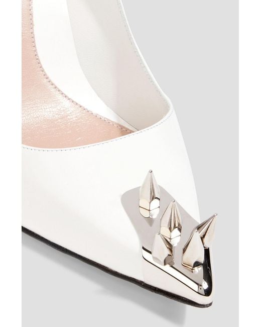 Alexander McQueen White Punk Stud Leather Pumps