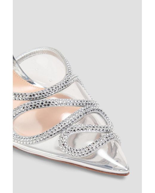 Gianvito Rossi White Atlantis Crystal-Embellished Metallic Leather And Pvc Sandals