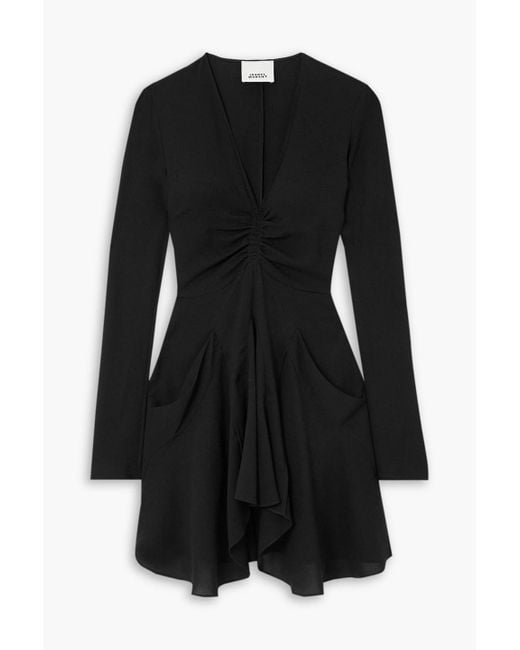 Isabel Marant Black Usmara Gathered Crepe Mini Dress