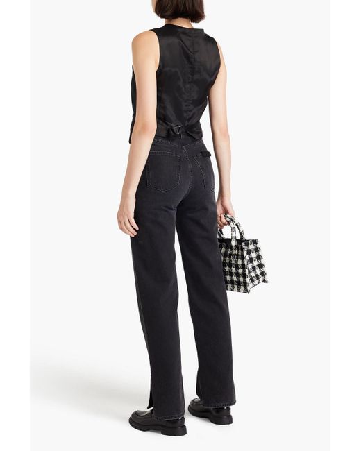 Sandro Black Pinstriped Twill And Satin Vest