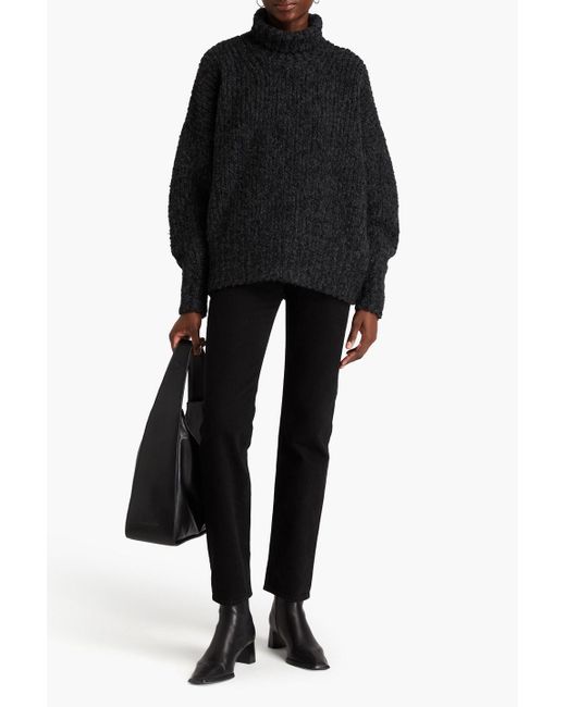 Totême  Black Mélange Alpaca And Wool-blend Turtleneck Sweater