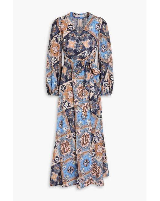 Zimmermann Multicolor Patchwork-effect Printed Cotton-voile Midi Wrap Dress