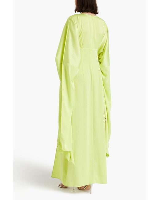 Cult Gaia Yellow Winona Ruched Hammered-satin Gown