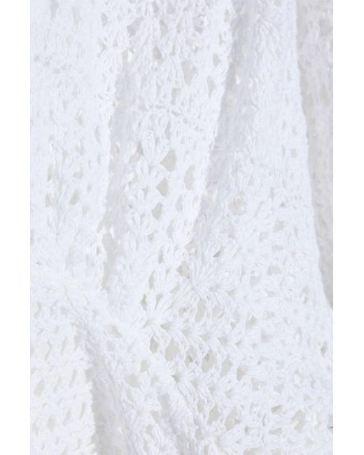 IRO White Cres Gathered Crocheted Cotton Mini Dress