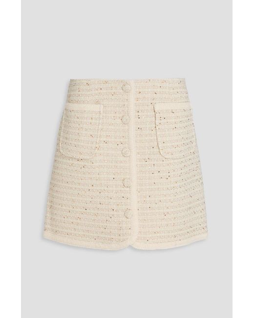 Claudie Pierlot Natural Sequin-Embellished Tweed Mini Skirt