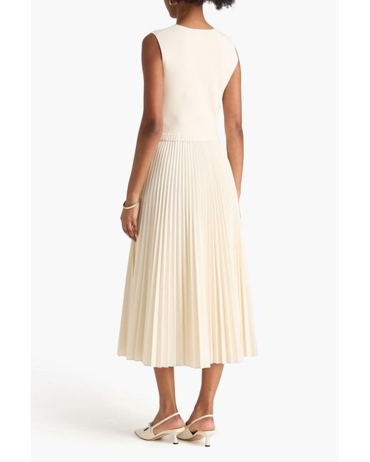 Theory Natural Pleated Woven Midi Dress
