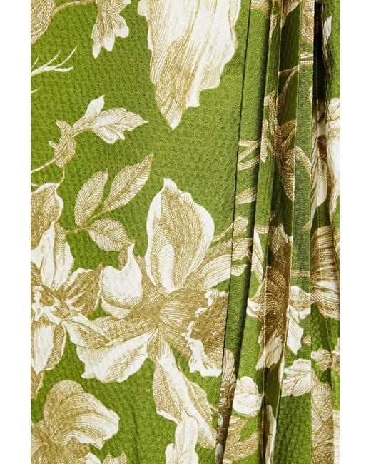 Erdem Green Plissierter midirock aus gehämmertem satin mit floralem print