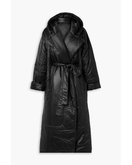 Norma Kamali Black Sleeping Bag Hooded Belted Shell Coat