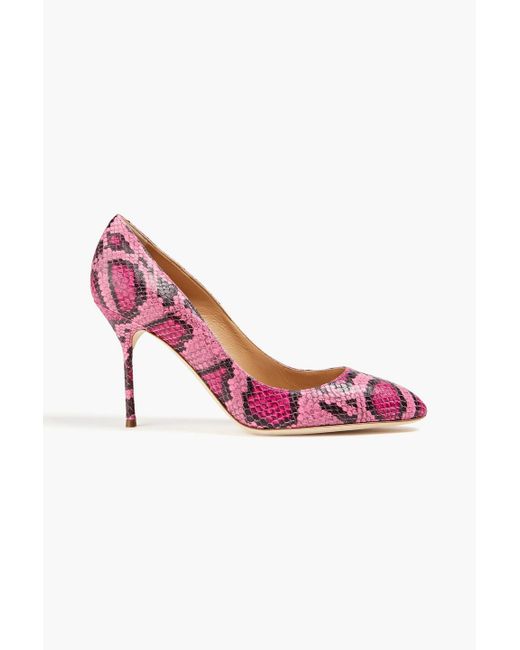 Sergio Rossi Pink Chichi Snake-effect Leather Pumps