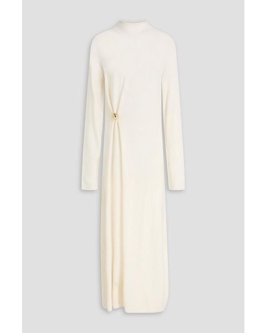 Loulou de Saison Natural Luce Embellished Wool And Cashmere-blend Midi Dress