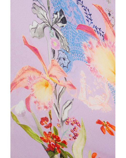Camilla White Embellished Floral-print Silk-crepe De Chine Kimono