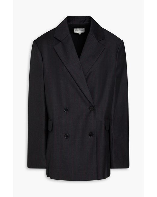 Loulou de Saison Black Mayol Double-Breasted Pinstriped Wool-Twill Blazer