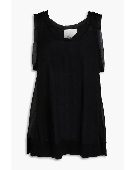 3.1 Phillip Lim Black Layered Crepe De Chine Top