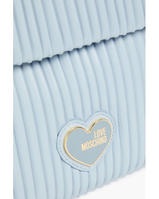 Love Moschino Blue Pintucked Faux Leather Backpack