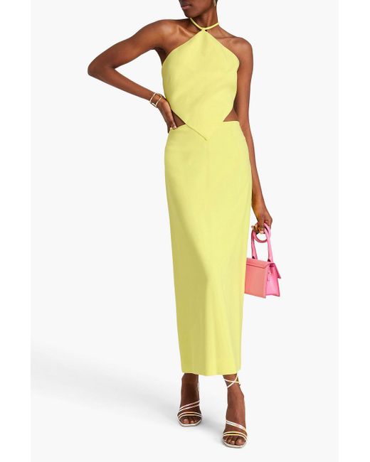 Emilio Pucci Yellow Cutout Twill Midi Dress