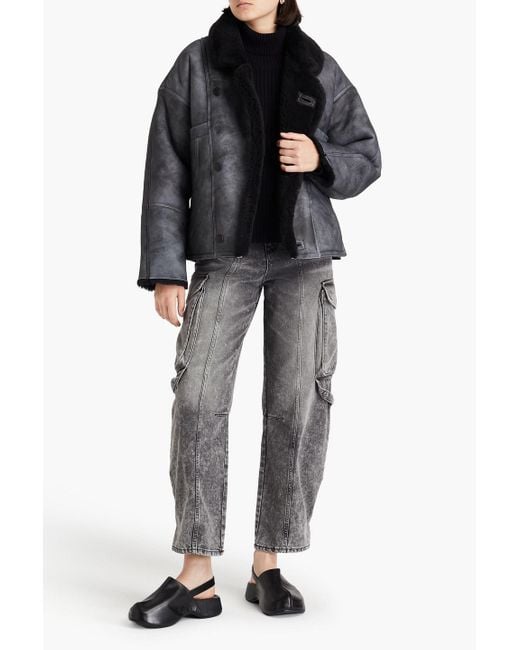 Sandro Black Oversized Shearling Jacket