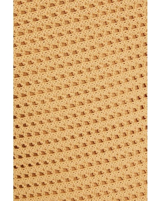 Sandro White Anvers Fringed Pointelle-knit Midi Dress
