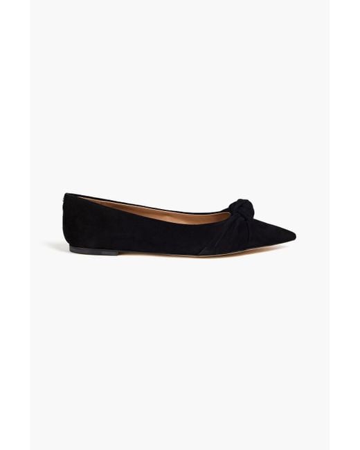 Sam Edelman Black Wheaton Knotted Faux Patent-leather Point-toe Flats