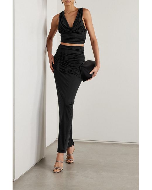 GAUGE81 Black Juara Cropped Open-back Jersey Top