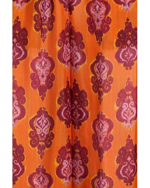 Zimmermann Orange Wylie Printed Silk Crepe De Chine Wide-Leg Pants