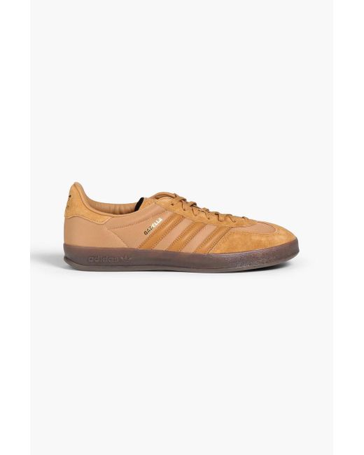 Adidas Originals Brown Gazelle Leather, Suede And Woven Sneakers for men