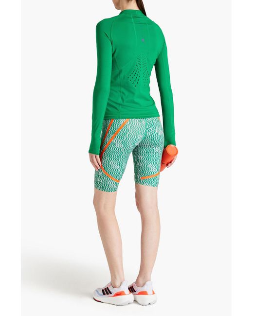 Adidas By Stella McCartney Green Oberteil aus stretch-jersey mit logoprint