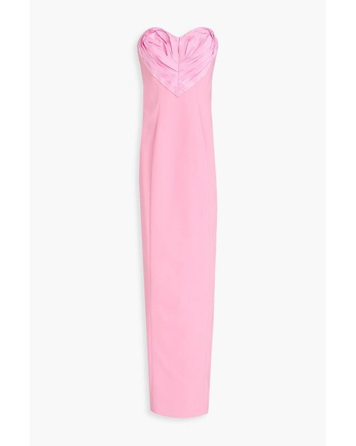 Carolina Herrera Pink Strapless Pleated Crepe Gown