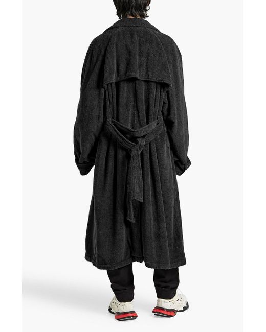 Balenciaga Black Oversized Cotton-terry Trench Coat for men