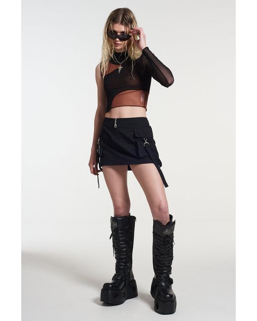 The Ragged Priest Velvet Chained Mini Skirt in Black Womens Clothing Skirts Maxi skirts 