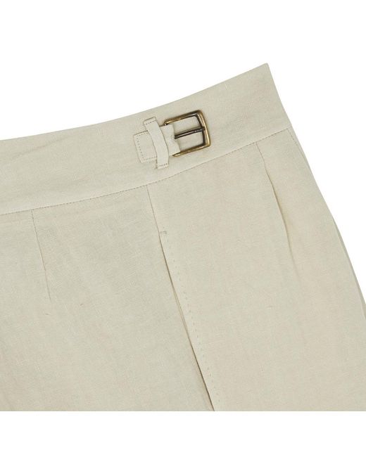 Anderson & Sheppard Cream Gurkha Linen Shorts in Natural for Men - Save ...