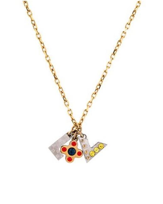 Lyst - Louis Vuitton Crystal Love Letters Pendant Necklace Gold in Metallic