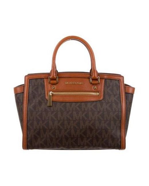 Lyst Michael Kors Monogram Canvas Bag Brown Michael Kors Metallic Monogram Canvas Bag Brown Lyst