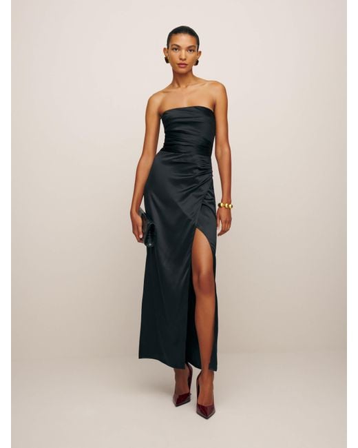 Reformation Blue Barrow Silk Dress 4