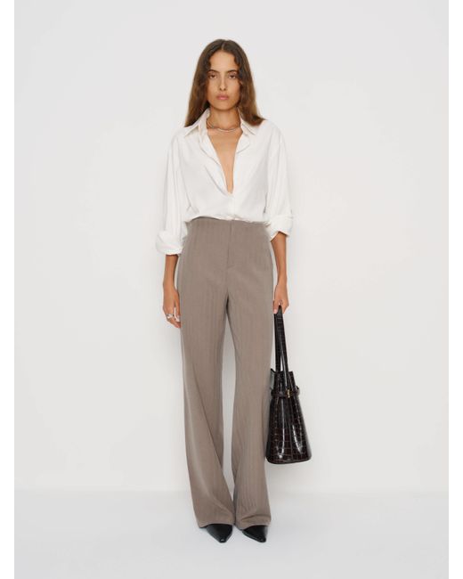Reformation White Petites Vida High Rise Pant 0P