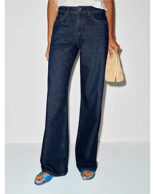 Reformation Blue Cary Low Rise Slouchy Wide Leg Jeans Denim