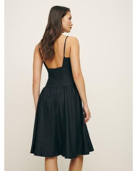 Reformation Black Clarabelle Linen Dress