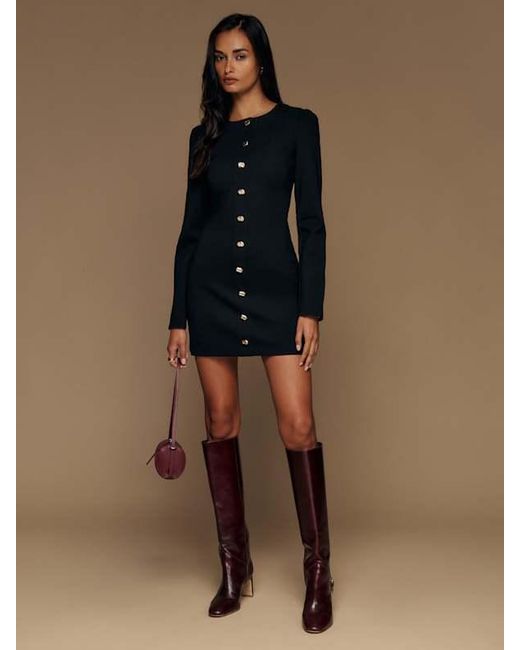 Reformation Black Micah Knit Dress