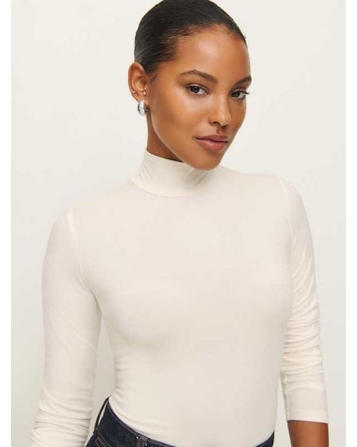 Reformation White Nell Knit Top