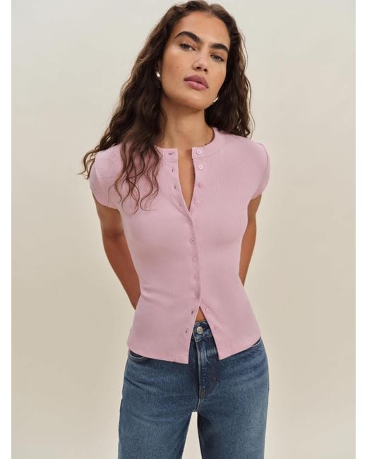 Reformation Raelynn Knit Top in Natural | Lyst