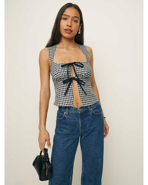 Reformation Blue Azalea Linen Top