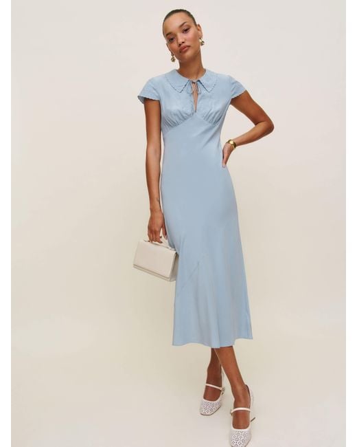 lydia silk dress reformation Reformation Lydia Silk Dress 8 in Blue