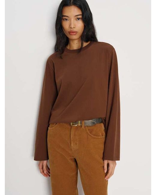 Reformation Brown Asher Oversized Long Sleeve T-Shirt