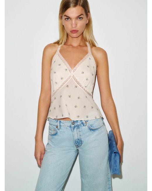 Reformation Blue Monica Top Lace