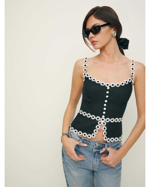 Reformation Black Minna Linen Top 10