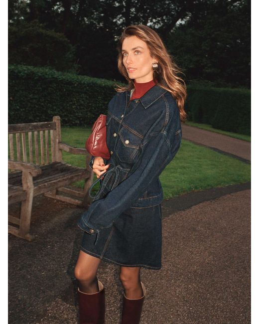 Reformation Green Belted Relaxed Denim Jacket